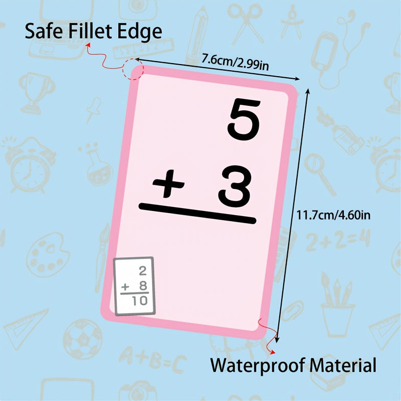 Стираемые двусторонние обучающие математические карточки для детей от 2 лет - учите арифметику: сложение, вычитание, умножение и деление с помощью прочных бумажных карточек.
