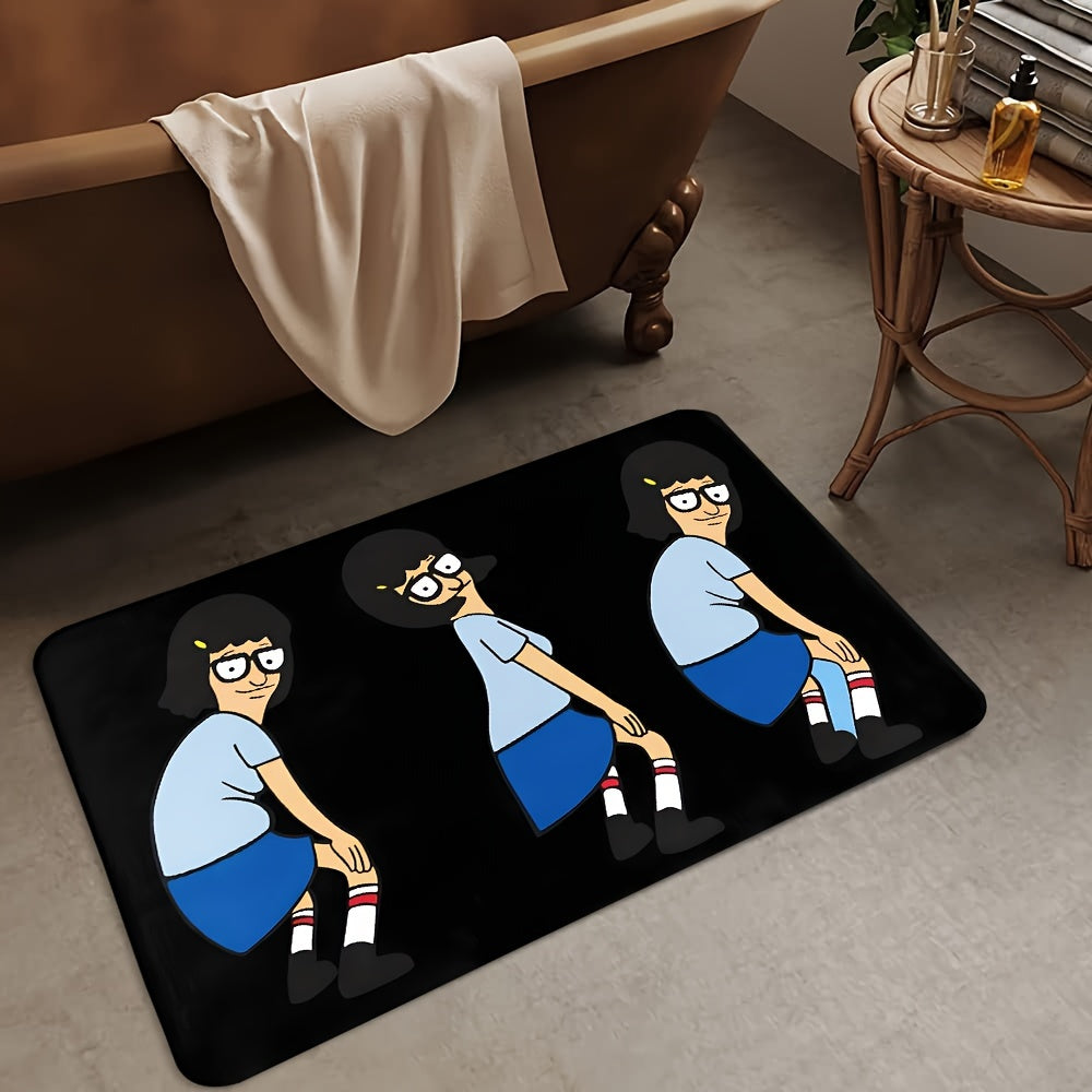 Welcome to Bob's Cartoon Burger living room! This decorative rug is perfect for kitchen or bathroom decor. It is an absorbent, anti-slip door mat measuring 40.64 x 60.96 cm.