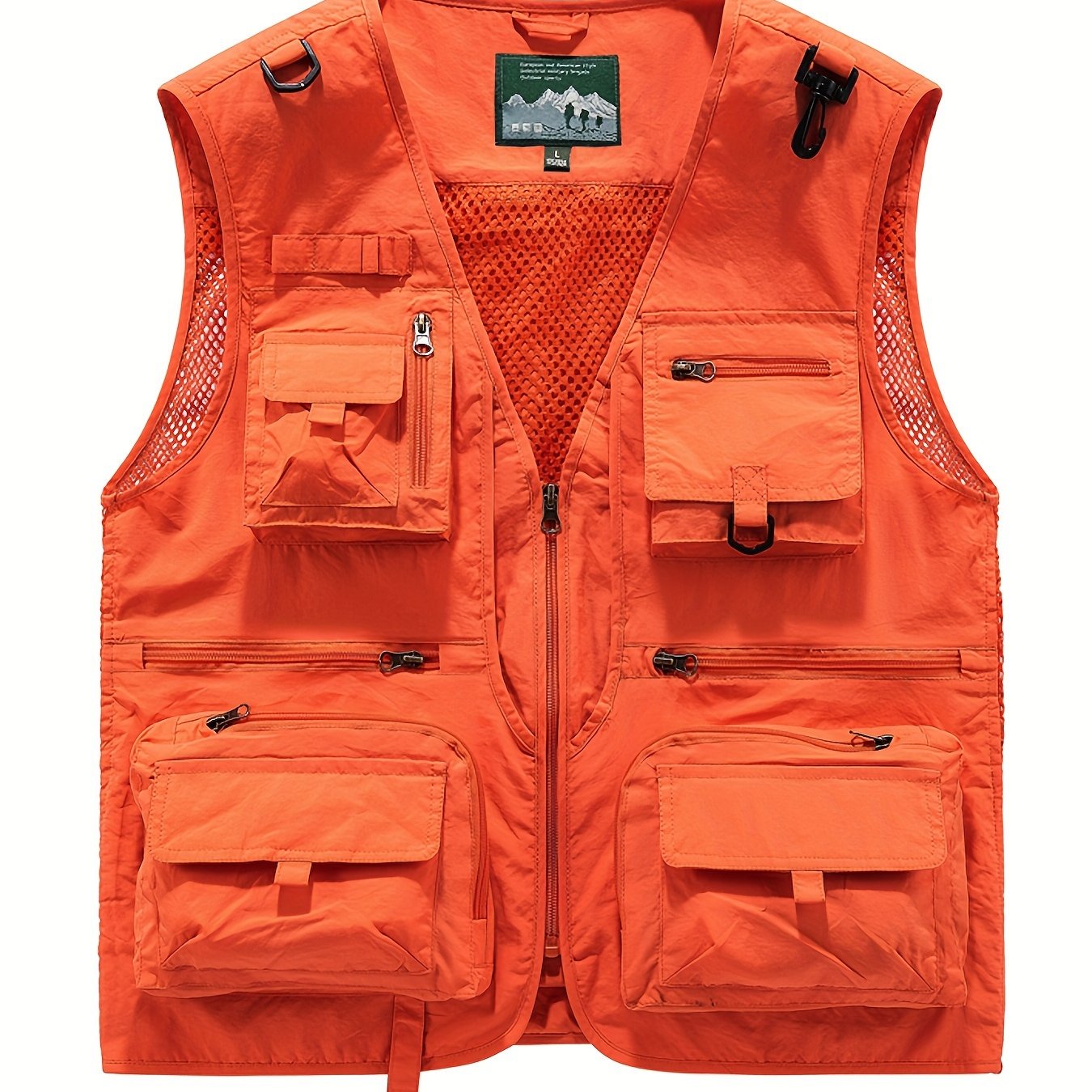 Men's Zipper Pockets Cargo Vest for Spring/Summer outdoor activities.