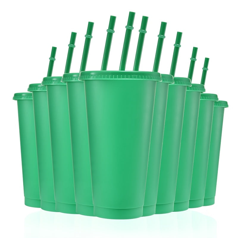 10-Pack BPA-Free Plastic Tumbler Cups with Lids and Straws, 24oz 710ml Round Lightweight Cups for Various Occasions - Hand Wash Only, Great Gifts for Holidays and Graduations.