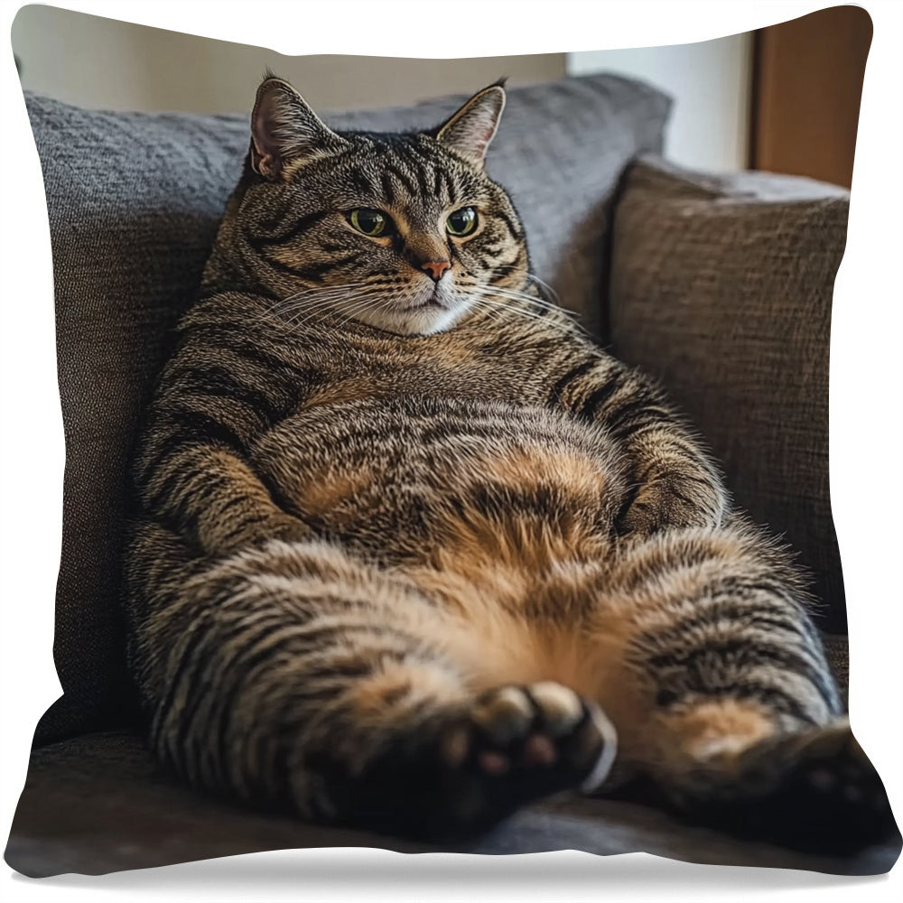 Soft Plush Fabric Chic Cat Sofa Throw Pillow Cover - Fashionable Decorative Case for Home & Bedroom, Ideal Holiday Gift (Pillow Not Included)