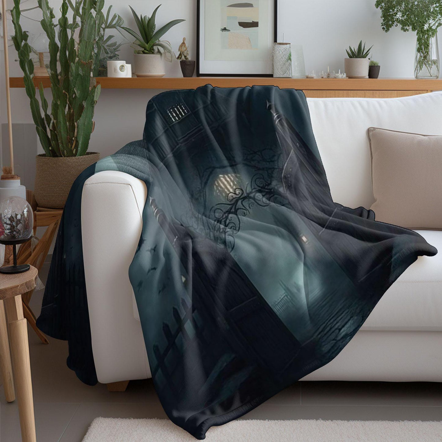 The Ultra-Soft Electric Gothic Flannel Throw Blanket offers a modern take on a classic style, providing year-round comfort. Featuring a bold print and machine washable fabric, this versatile blanket is perfect for cozy nights on the couch, extra warmth