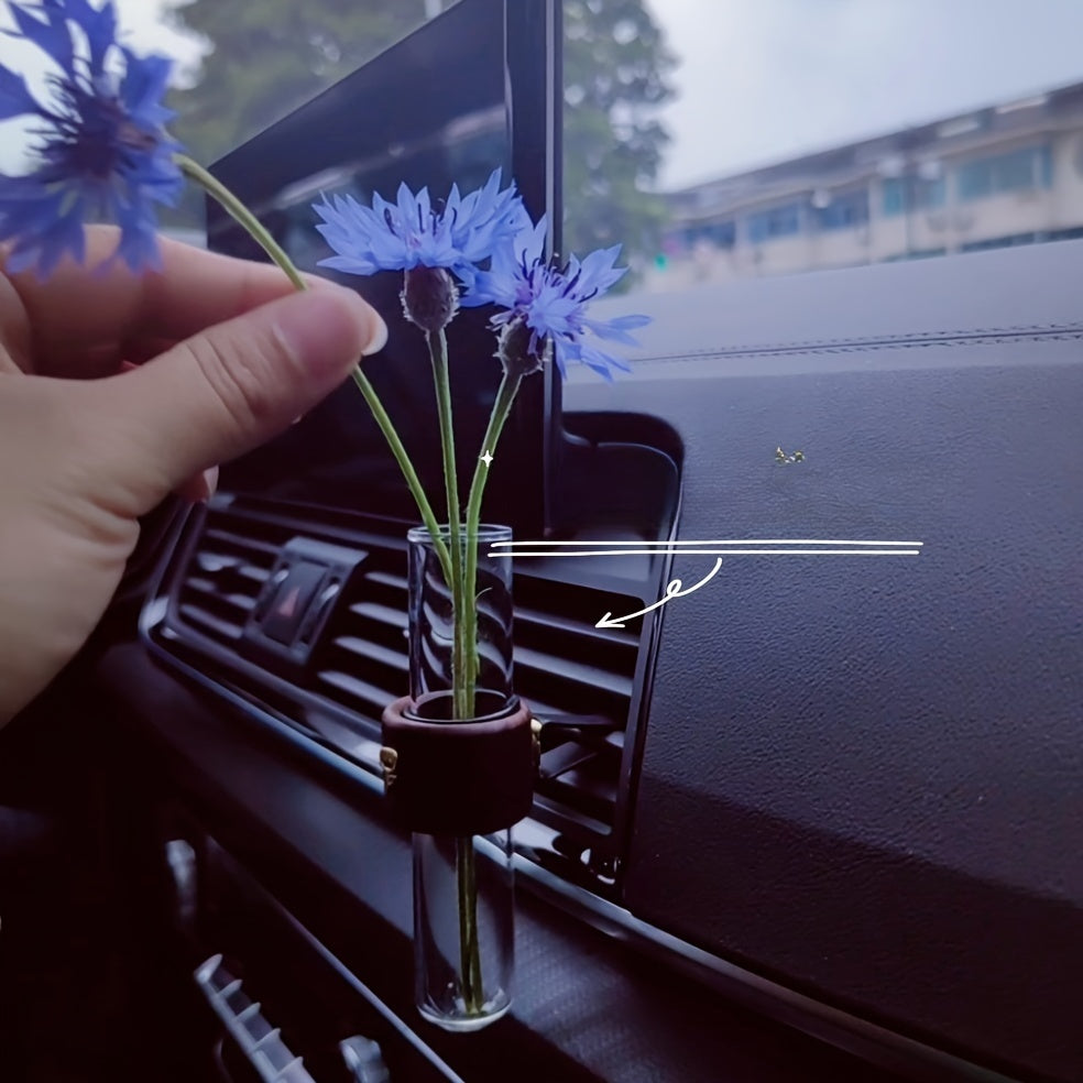 Wooden car vase for center console air outlet decoration, no flowers.