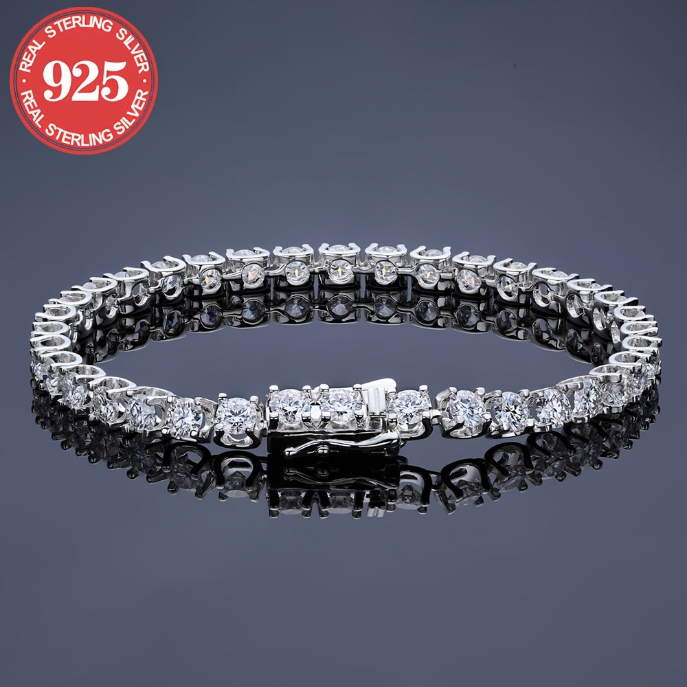 Hip Hop Style Jewelry Bracelet for Women, featuring a 925 Silvery Moissanite. Perfect Wedding Gift. Comes with a Gift Box.