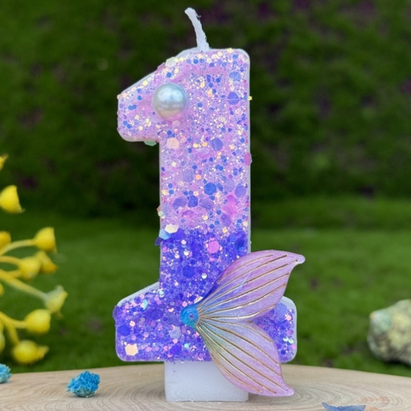 1pc 3D number birthday candle with glittering sparkles, perfect for decorating cakes for birthdays, anniversaries, and festive celebrations.