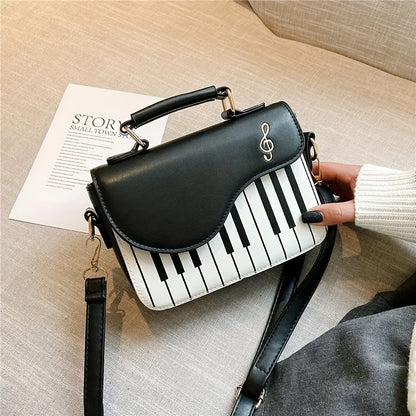 1pc Women's Stylish Black & White Shoulder Bag with Adjustable Strap, Zipper Closure, Polyester Lined, Stain Resistant, Fashionable Plaid Pattern, Suitable for Casual and Semi-Formal