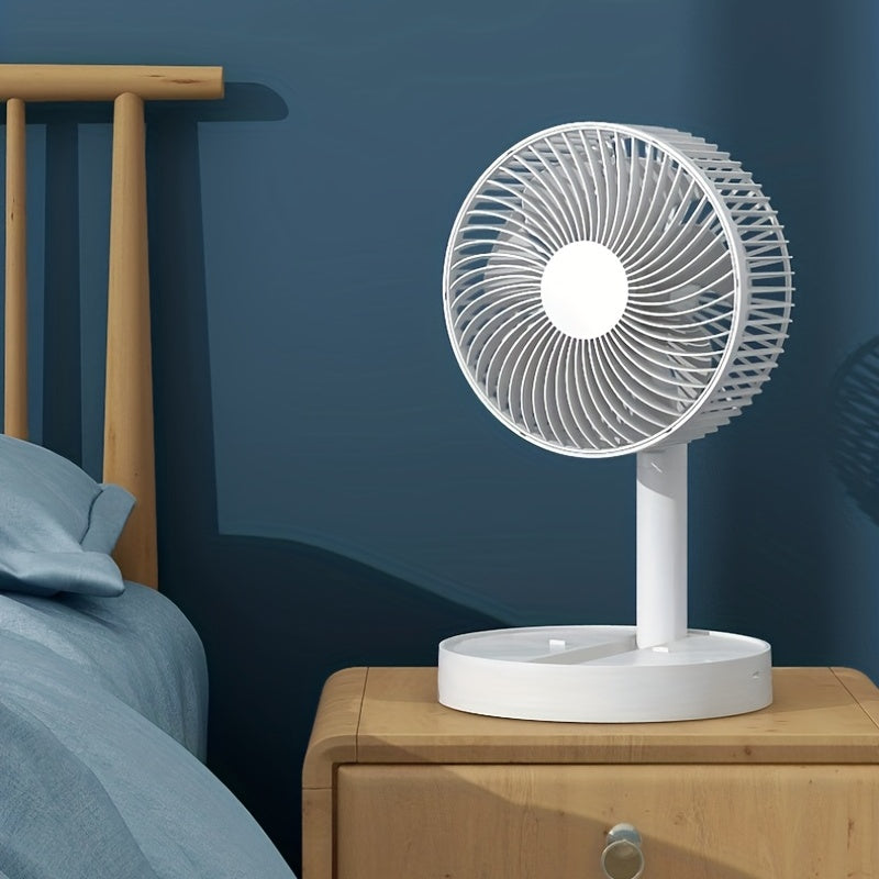 Portable Oscillating Table Fan with Whisper Quiet Operation, Touch Control, USB Rechargeable Battery, Compact and Lightweight Design for Indoor and Outdoor Use, Foldable and Travel-Friendly.