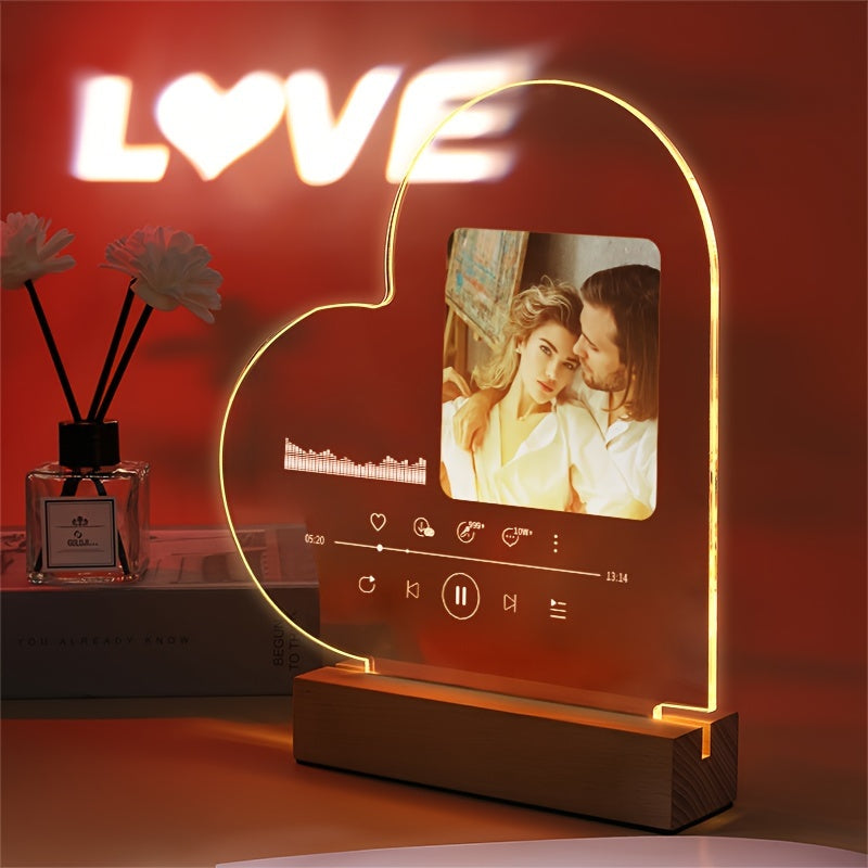 Create your own personalized acrylic photo frame with a transparent love heart design. Ideal for unique birthday gifts and special Valentine's Day keepsakes.