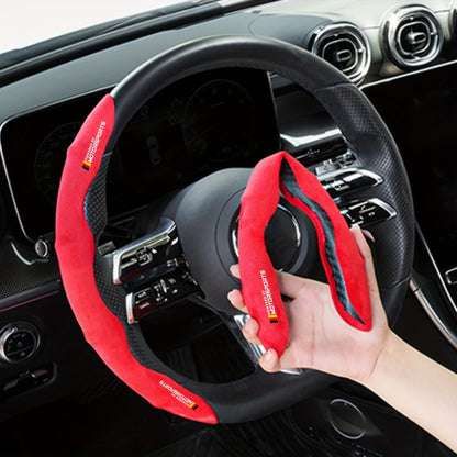 Luxury fluffy steering wheel covers for BMW made of breathable, anti-slip material with no inner circle - 1 set.