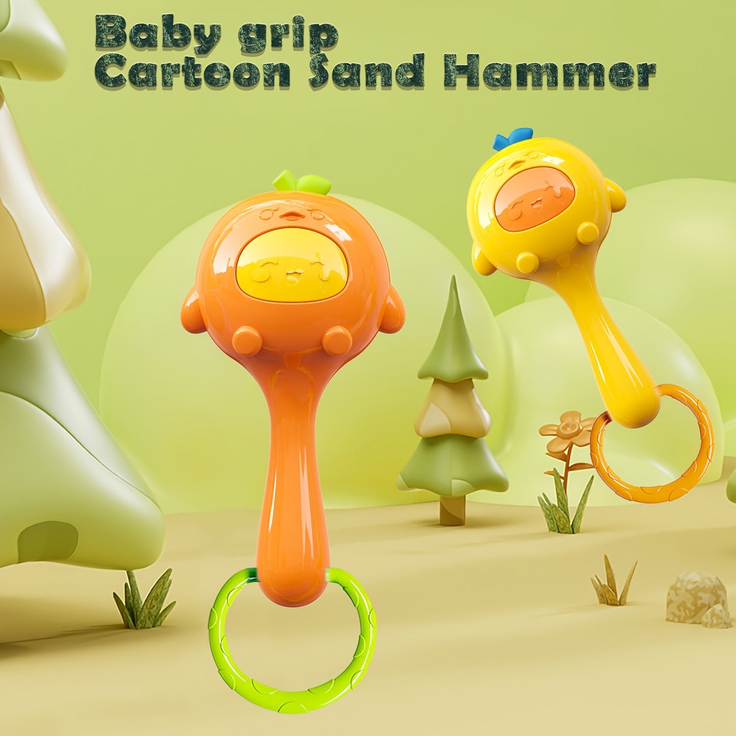 Baby grip sand hammer toy for infants, sound-producing shake bell for newborns, non-toxic, suitable for ages 0-3.