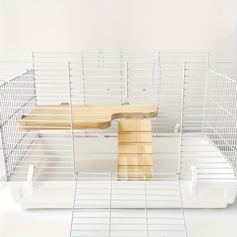 Sturdy wooden platform for small pets with waterproof ladder - suitable for chinchillas, birds, and small animals