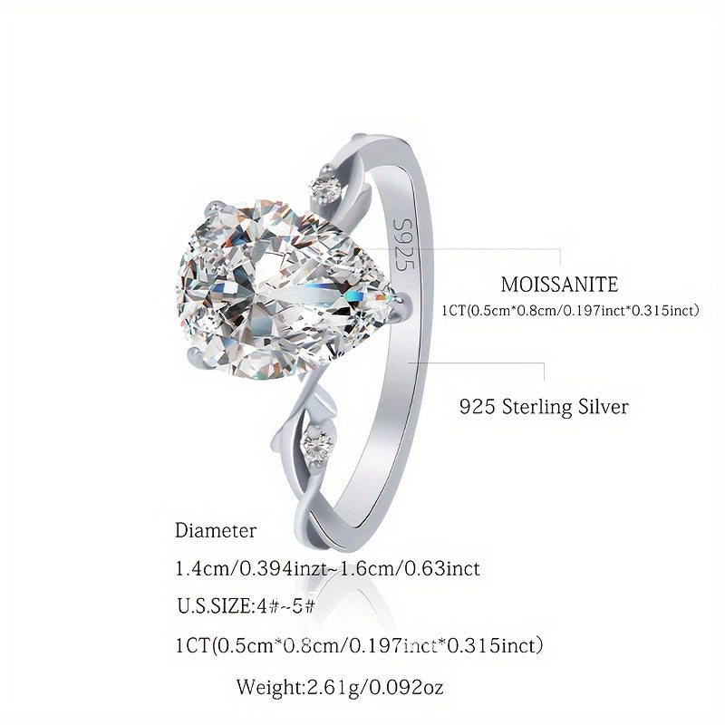 Pear-Shaped Moissanite Engagement Ring Set in Vintage Boho Style, 925 Sterling Silver Plated, Stackable Wedding Bands for Women, 2-3 Carat, Elegant Fashion, Comes Gift-Ready with Box.