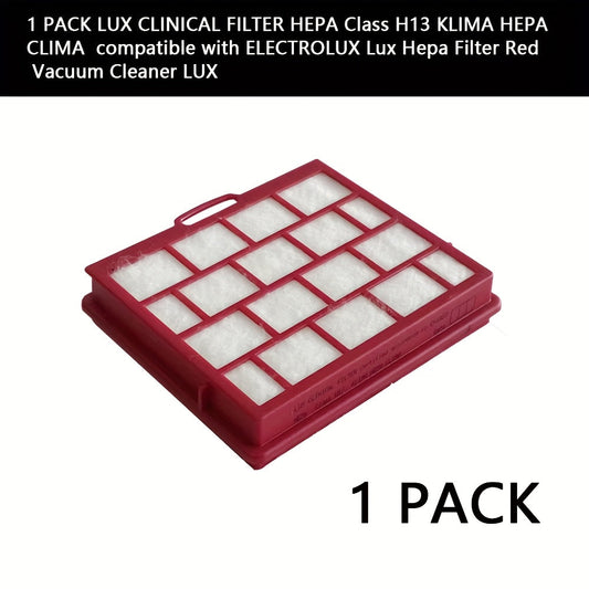 One Lux Clinical HEPA Class H13 Filter in a Convenient Single Pack, Designed to Fit Electrolux Lux Vacuum Cleaners, Featuring High-Efficiency Particulate Air Filtration with Foam and Plastic Frame Components