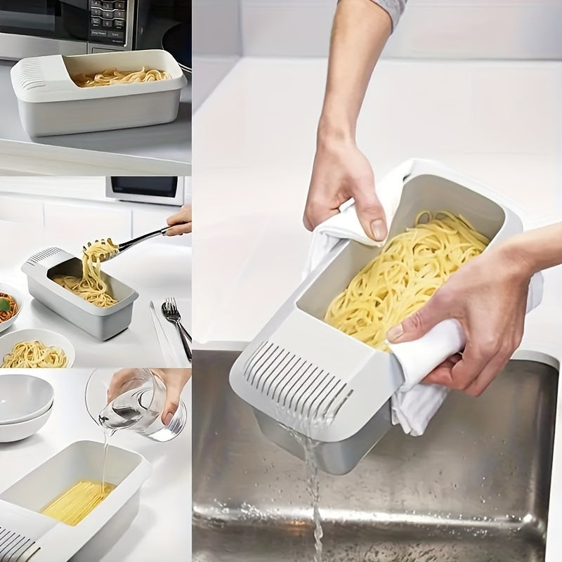 This essential kitchen gadget is perfect for quick meals in apartments and dorms. The heat-resistant Microwave Pasta Cooker with Strainer is made of easy-clean plastic and is designed for hassle-free noodle steaming.