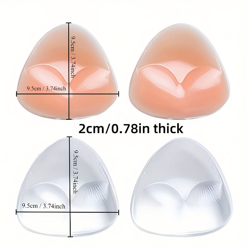 Silicone bra inserts for invisible cleavage boost, fits bras and swimwear, waterproof and reusable.