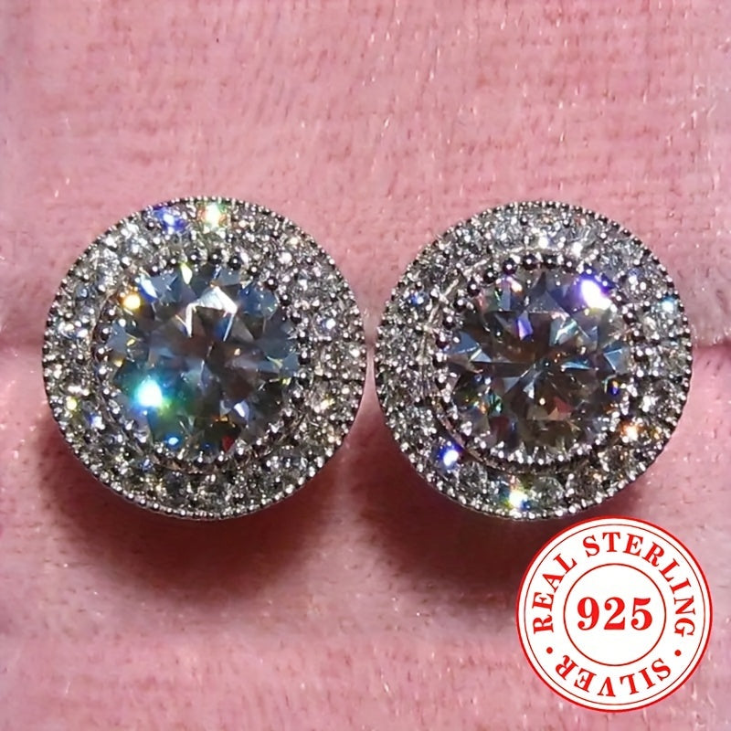 Chic Earrings for Women, 2.4g of Genuine S925 Sterling Silver with Zirconia Stone, Ideal for Brides, Weddings, and Parties. Stylish and Elegant, High-quality Fashion Jewelry.