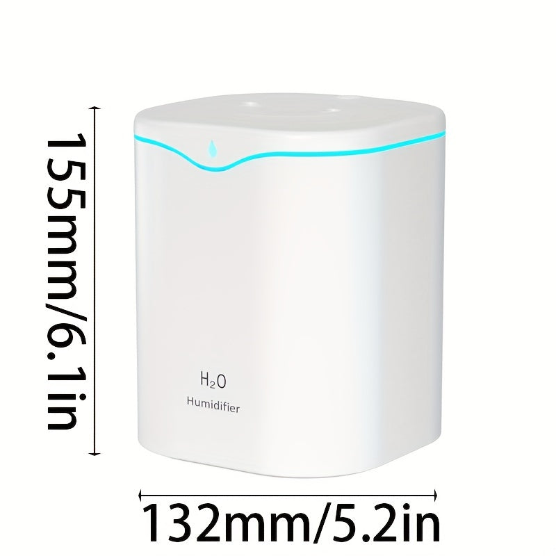 Portable USB humidifier with 2 mist modes, 7-color light, and auto shut-off. Suitable for travel, home, or bedroom use.