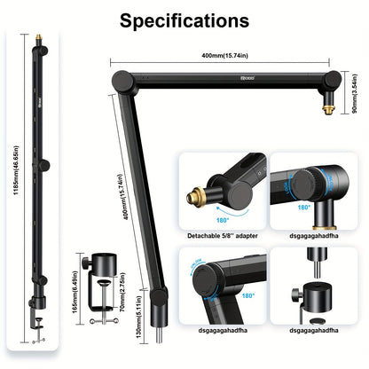 RODD AK-48 Microphone Boom Stand for Podcasts, Recording, and Gaming with a max load of 1.9kg. Eid Al-Adha Mubarak.