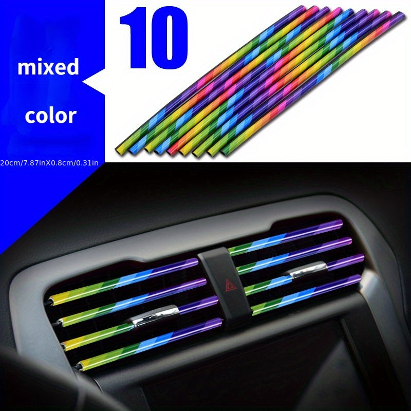 10PCS 20cm U-shaped Car Air Conditioner Air Outlet Decoration Strip with Car Shape Door Corner Protector