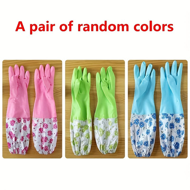 Get ready for all your cleaning needs with this pair of premium plush thickened rubber gloves! These unisex gloves are waterproof and perfect for kitchen dishwashing, household chores, outdoor gardening, laundry, car washes, and more. Made from durable