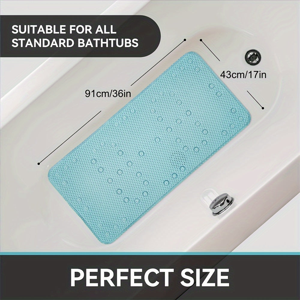 Soft Cushioned Shower Floor Grip for Bathroom Safety - PVC Bathtub Mat with Anti-Slip Design, Machine Washable, Mildew Resistant, Drain Holes, and Suction Cups included