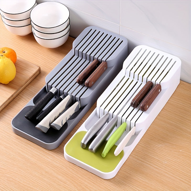 Organize Your Kitchen with a 1pc Drawer Tray for Knives - Holds 9 Knives and Fits in Any Drawer. Perfect Knife Storage Solution!