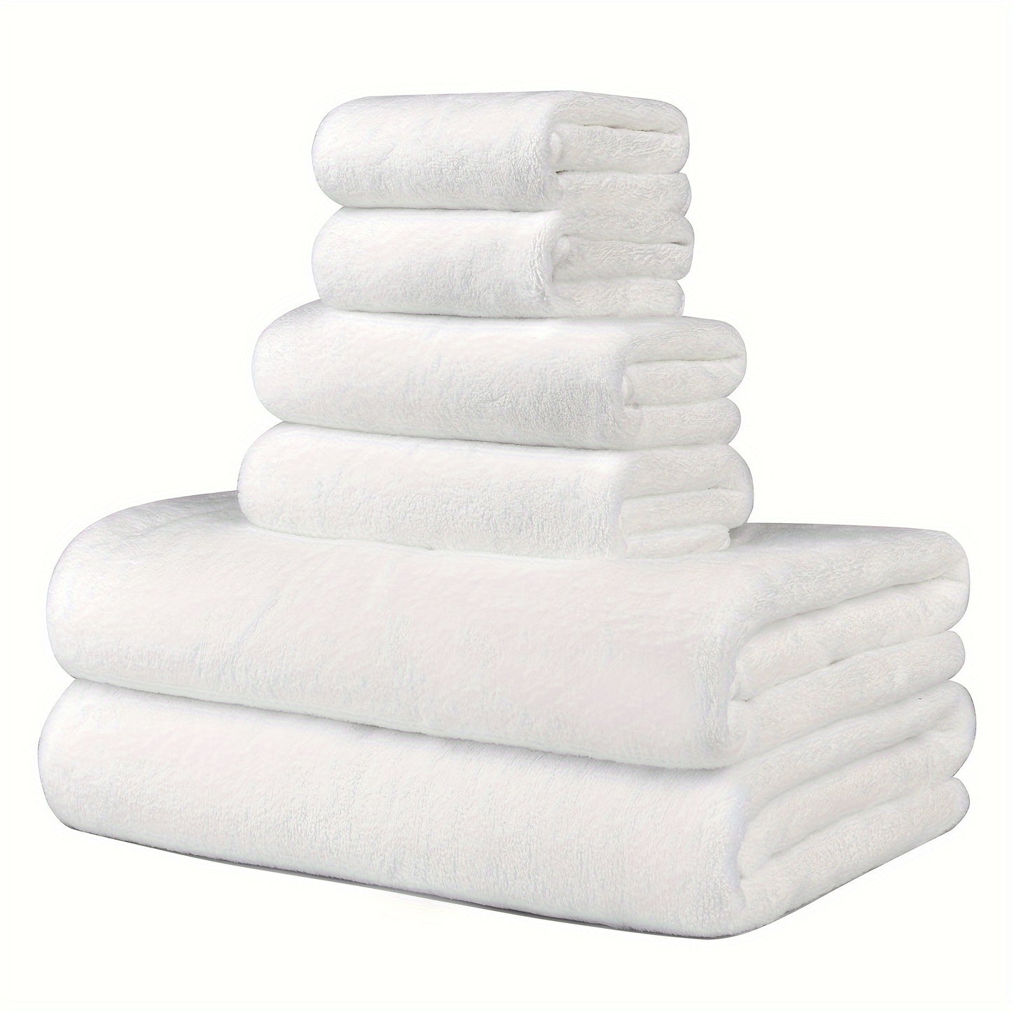 6pc Ultra-Soft Microfiber Towel Set - Quick Dry & Absorbent - Bath, Hand & Washcloths - Ideal for Home, Gym, Travel