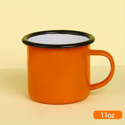 Enamel cup for coffee shop, restaurant, camping, travel, or barbecue, 11oz.