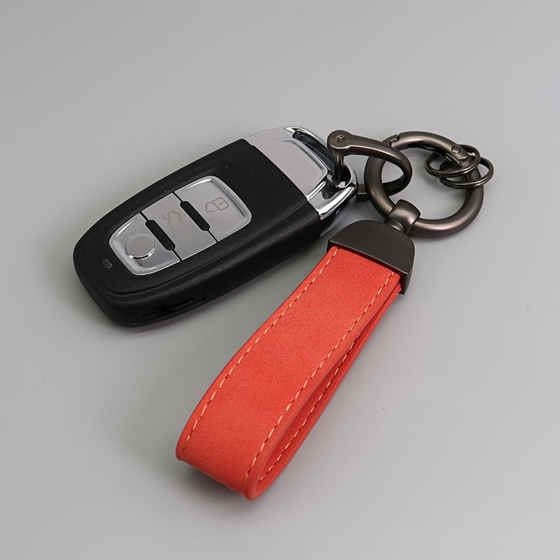 Men's Hardware Anti-Loss Suede Car Key Chain with PU Leather, the Perfect Valentine's Day Gift