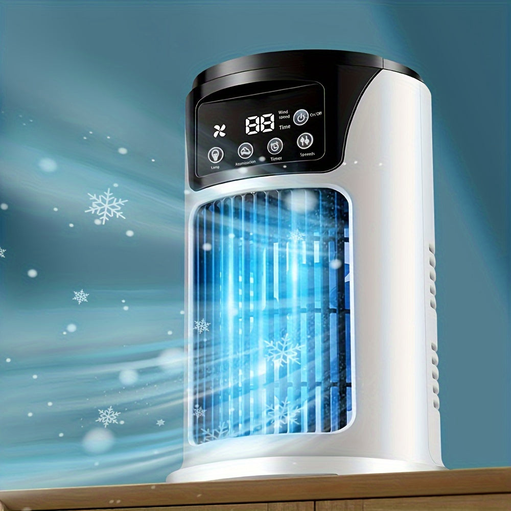 Essential Office and Household 3-in-1 USB Portable Air Conditioner with Humidifier, Atmosphere Light, and Fan Functions