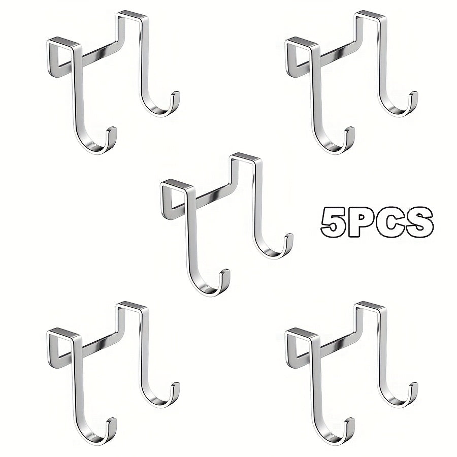 10/5 Stainless Steel Double S Hooks, Rustproof, Durable, Easy to Install, Multi-Purpose Door Hooks for Kitchen, Bathroom, Wardrobe, Cabinets, Locker Doors.