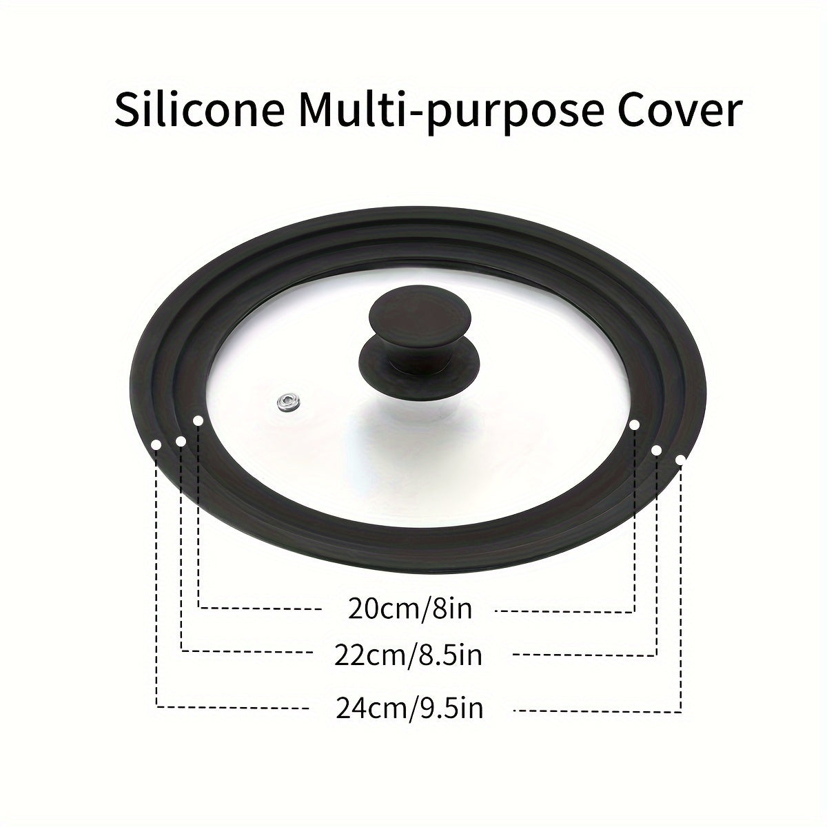 Black Universal Silicone Lids: Suitable for Cookware, Glass Tops on Skillets, Pots, Frying Pans, Cast Iron, CrockPot