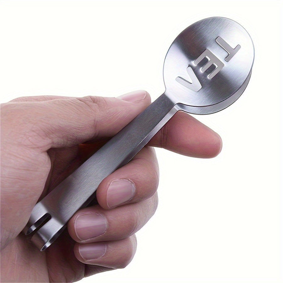 Get yourself a 1pc Stainless Steel Tea Bag Squeezer - a versatile tool that functions as a Tea Bag Clip, Strainer, and Scoop. Perfect for handling loose leaf tea, ice cubes, and sugar. Makes for an excellent gift for occasions like Christmas, Halloween