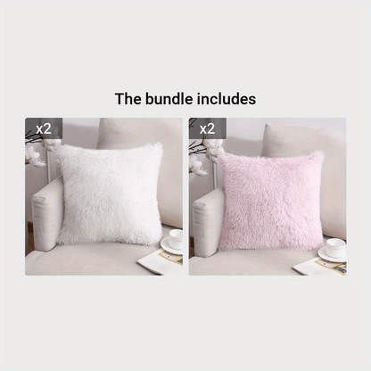 Luxurious 40.64x40.64 cm Fluffy Throw Pillow Cover with Zip Closure - Soft, Fuzzy Square Case for Sofa & Bedroom Decor, Hand Wash Only, Modern Home Decor. Pillow insert not included.