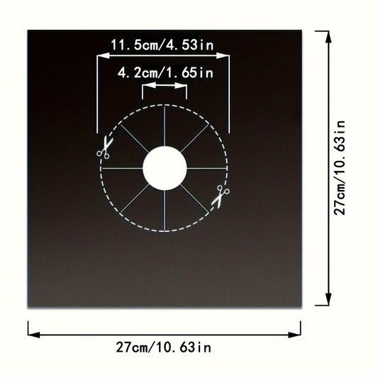 Set of four reusable non-stick gas stove burner covers crafted with heat-resistant and oil-proof synthetic fiber mats that are easy to clean, cuttable, and washable. These pads provide protection for your kitchen stovetop.