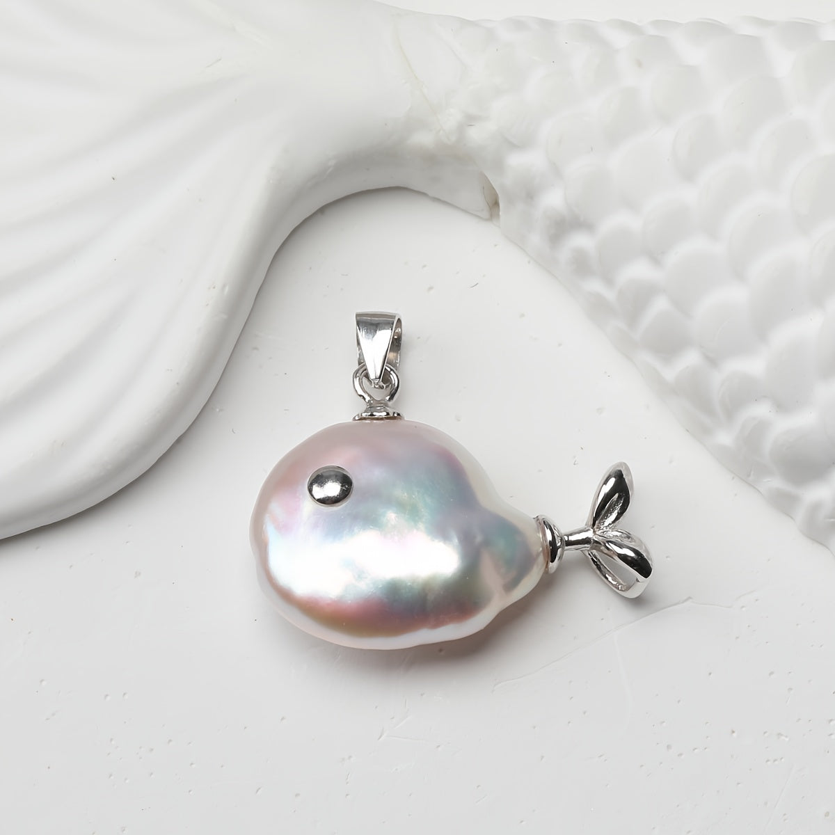 Handmade Baroque Freshwater Pearl Fish Pendant - S925 Sterling Silver, Adorable Nautical Theme, Perfect for Daily Wear and Gifting, No Batteries Needed