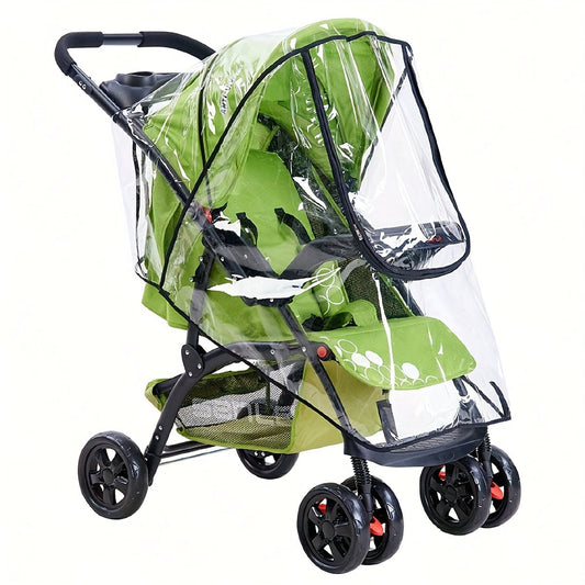 Universal Zippered Stroller Rain Cover - Ushbu zamonaviy, shamolga chidamli boshpana bilan bolangizni uslubda himoya qiling, xavfsizlik uchun havo teshiklari mavjud.