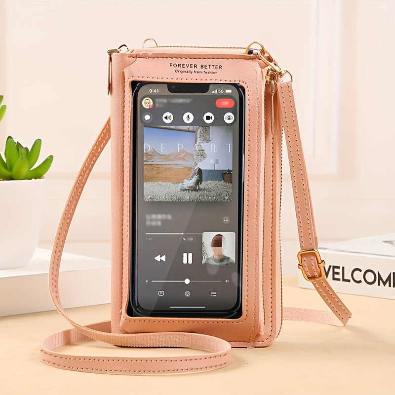 Transparent Mini Small Bag with Touch Screen Mobile Phone Pocket, designed for women as a Cross Body Bag with Anti-theft features and multiple functions including a shoulder strap. Can be used as a Purse, Mommy Bag, and makes a great gift for Christmas