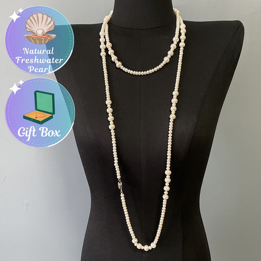 Indulgent 1.6m Freshwater Pearl Sweater Necklace - Elegant Vintage-Inspired Style, Multiple Layer Options, Ideal for Special Occasions, Gifting, and Daily Sophistication