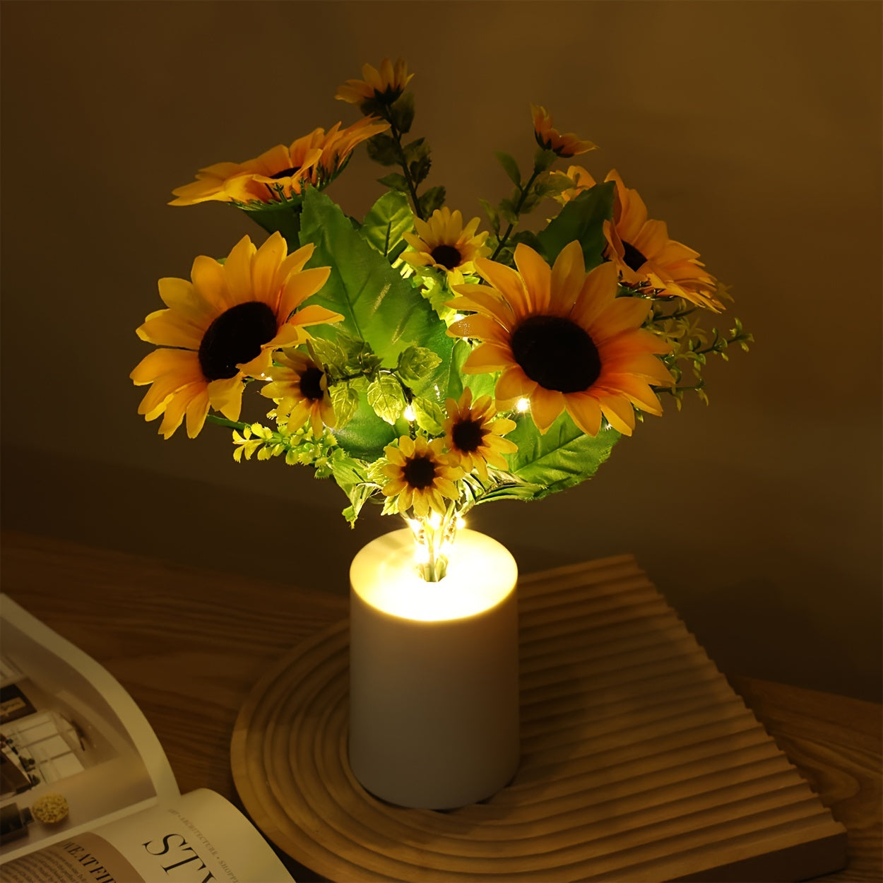 Sunflower Simulation Bouquet Night Light for Living Room and Bedroom, battery operated (batteries not included)