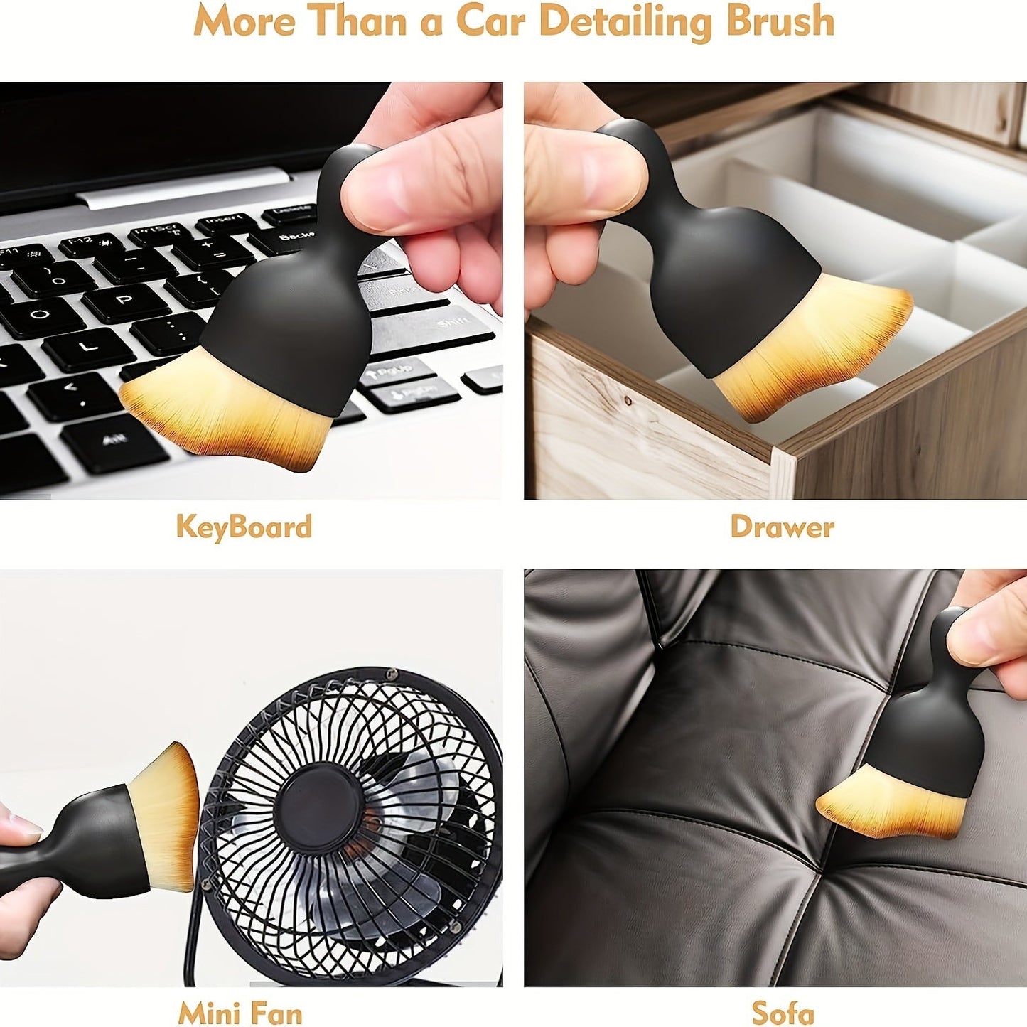 Soft brush for cleaning car interior, air conditioner, air outlets, and crevices - ultimate dust removal tool.