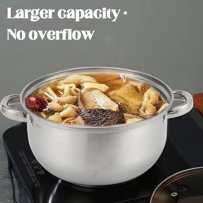 Durable Stainless Steel Stockpot - Seamlessly Leak-Proof, Generously Sized for Soups & Milk, Rapid Heating, Suitable for Induction Cooktops - Ideal for Both Home Cooks & Professional Chefs