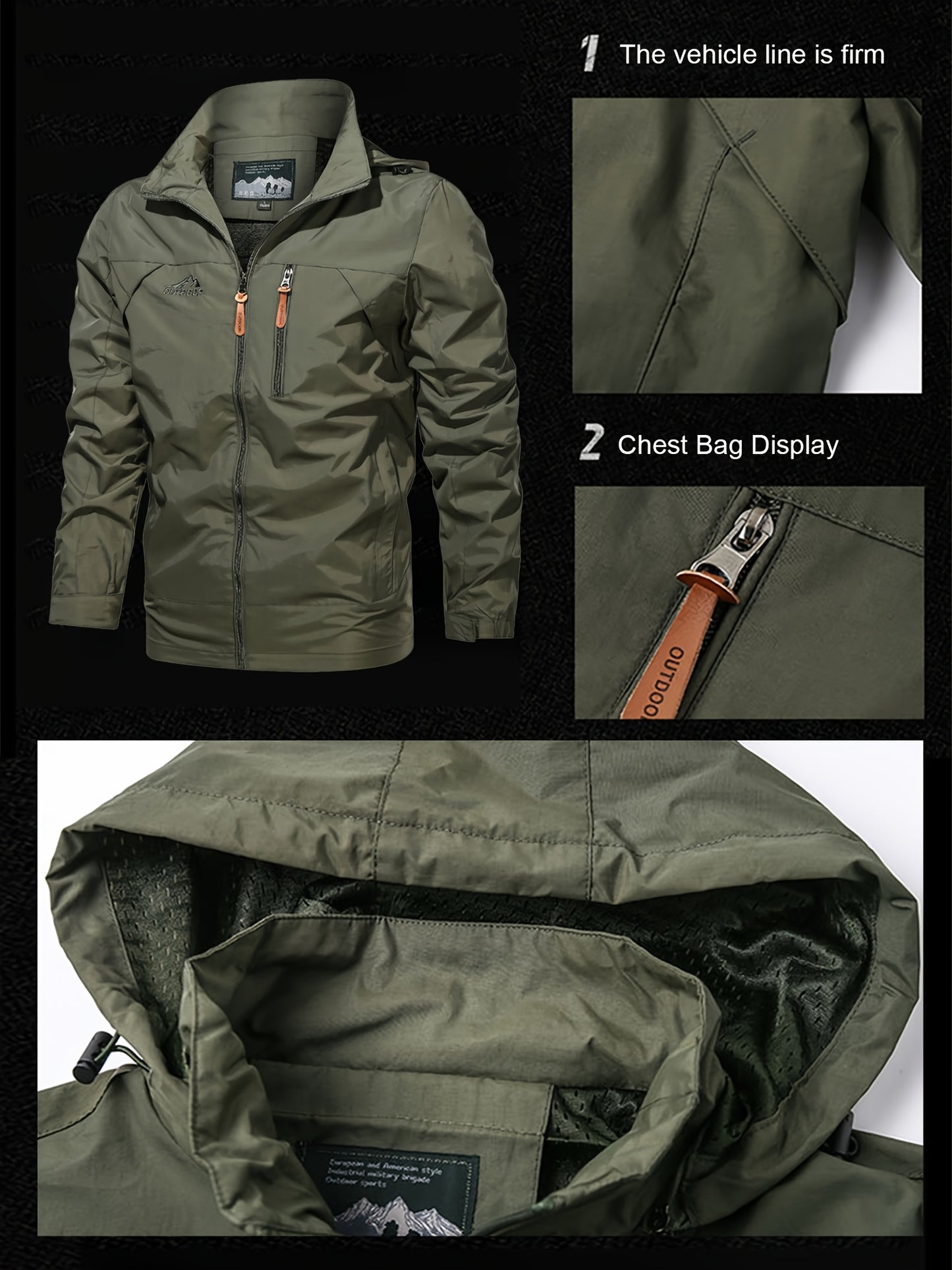 Men's Windproof Hooded Windbreaker Jacket