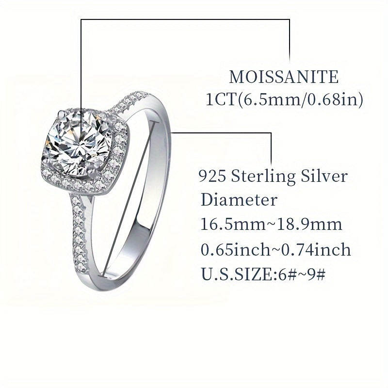 Zamonaviy 1ct Moissanite Qizil Oltin Halqa - Gippoallergen S925 Sterling Kumushdan tayyorlangan, Har kuni kiyish va maxsus tadbirlar uchun ideal, Sovg'a qutisi bilan birga keladi.