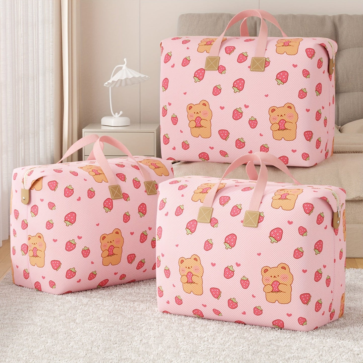 Cute Pattern Quilt Storage Bag - Large Capacity Moving Packing Bag for Dormitory, Foldable and Home Storage bag for Quilt, Clothing - Perfect Halloween or Christmas Gift