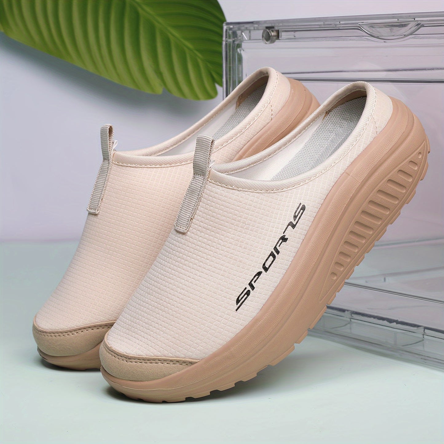 Women's slip-on sneakers with breathable mesh, EVA sole, comfortable insole, all-season low top design, stylish clogs, and slip-resistant.