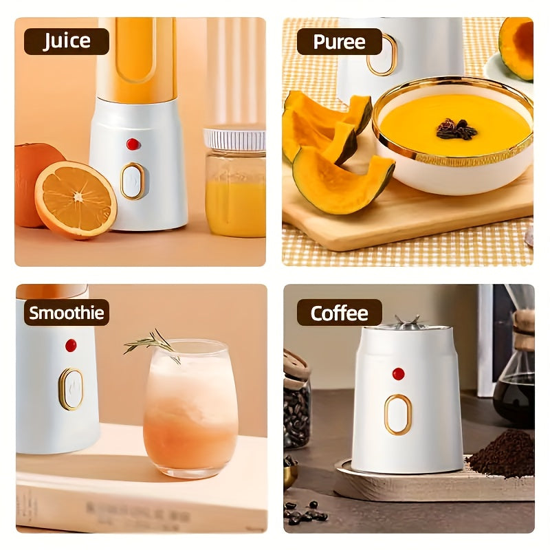 Portable Electric Juice Cup Set with Dual Cups - Rechargeable via USB, Features 1500mAh Lithium Battery, Multifunctional Personal Blender for Smoothies, Shakes, and Fresh Fruit Juice. Perfect for Home, Dorm, Travel, and Outdoor Activities.