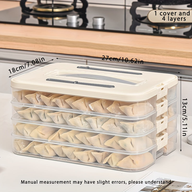 One-piece dumpling, pastry, and storage box made of plastic. Suitable for refrigerator storage, fresh preservation, small items, office supplies, and is portable and handheld.