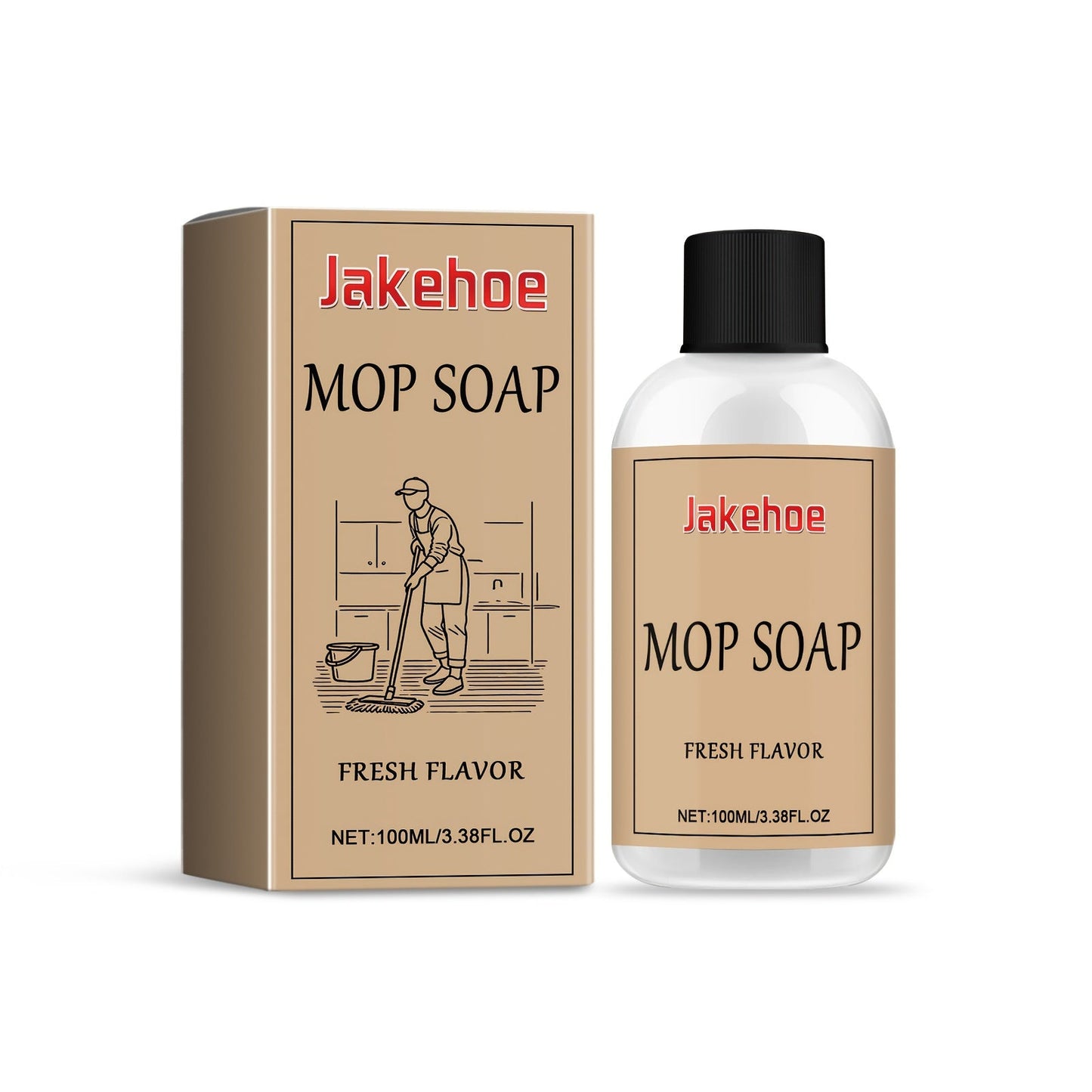 The Jakehoe Mop Soap is a 500ml solution designed to quickly remove stains and watermarks from floors. This residue-free liquid floor cleaner is suitable for various floor materials and contains sodium bicarbonate. With a capacity of less than 1 liter