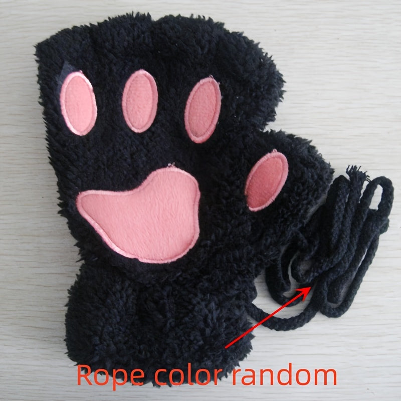 Stylish and cozy, these Cute Cat Claw Plush Gloves provide warmth and comfort in the cold seasons. The half finger design adds a trendy touch to these thick, fuzzy gloves, making them perfect for autumn and winter.